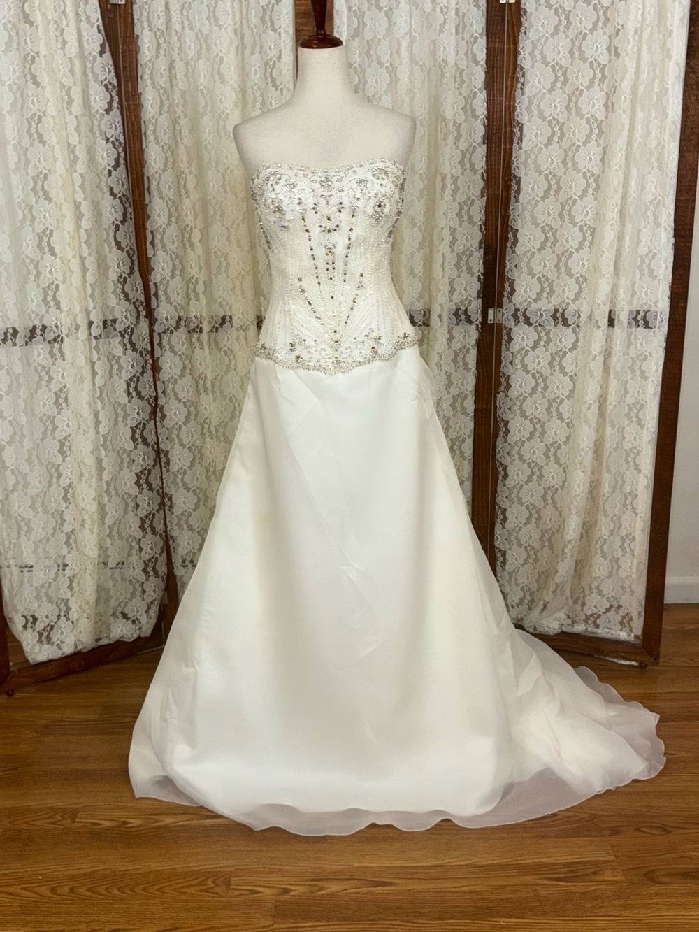Beautiful Rina di Montella Beaded Organza Wedding Gown